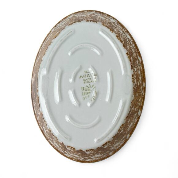 Arabia Finland Oval Serving Bowl Spongeware Brown Oven Baking Dish Vintage - Picture 4 of 9